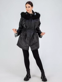 Плащ осенний с мехом оверсайз пальто двухсторонний