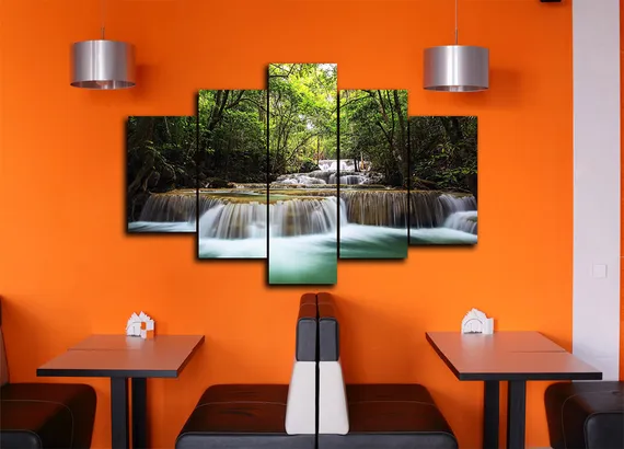 Модульная картина "Водопад в джунглях"