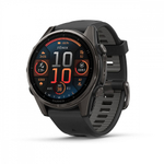 Смарт - часы Garmin fenix 8 - 43 мм, AMOLED Sapphire, угольно-черный DLC, пепельно-серый ремешок