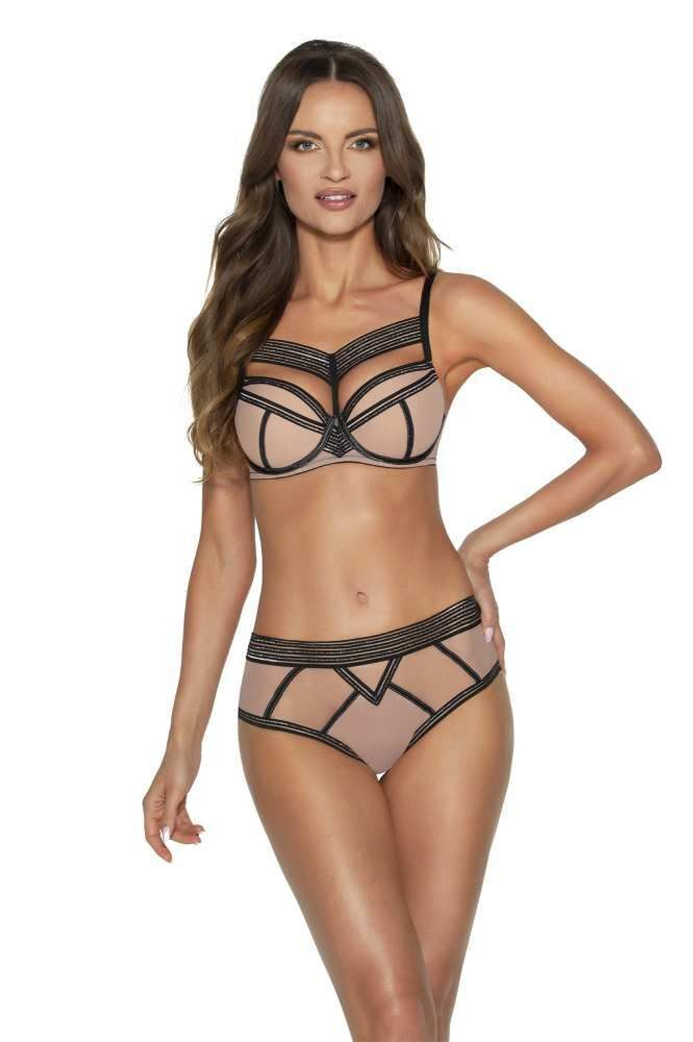 Трусики-бразилиана Lou Lou с нитями люрекса (Размер: XXL) (Цвет: телесный)