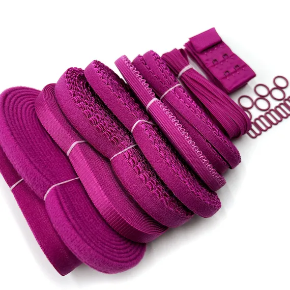 Набор фурнитуры для пошива нижнего белья (фуксия)