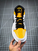 AIR JORDAN 1 MID PERFORATED WHITE/BLACK-UNIVERSITY GOLD