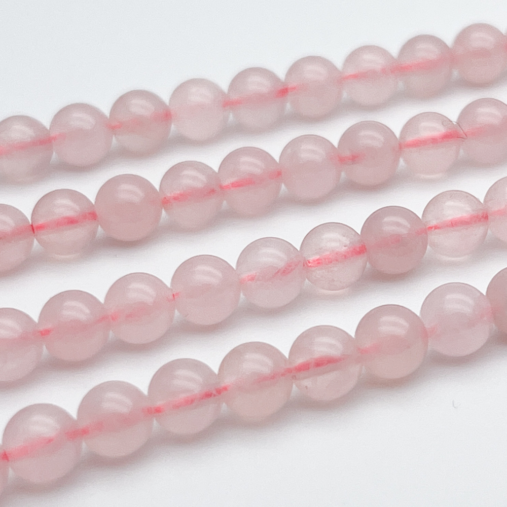 Розовый кварц, диаметр 6,4-6,6 мм, цена за 14-15 шт (1/4 нити)