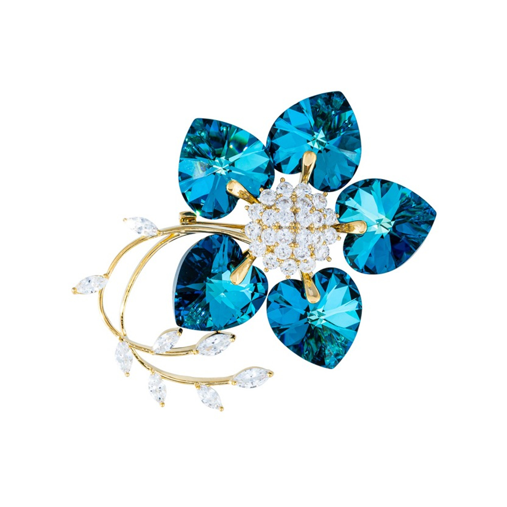 Брошь Fiore Luna Цветок Swarovski crystal + Zircon XR10675F BL/G