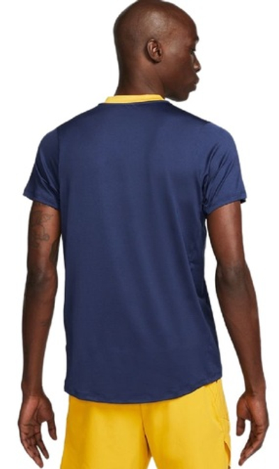 Футболка мужская теннисная Nike Men's Dri-Fit Advantage Crew Top - midnight navy/yellow ochre/white