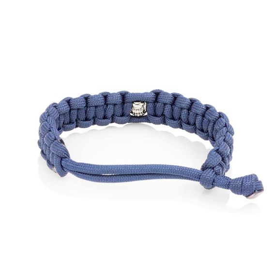 Браслет с шармом Волк из мельхиора - синий паракорд, вид 3