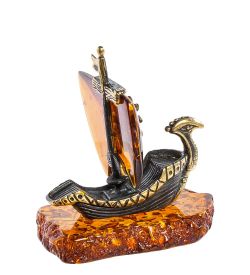 Народные промыслы AM- 405 Фигурка «Ладья» (латунь, янтарь)