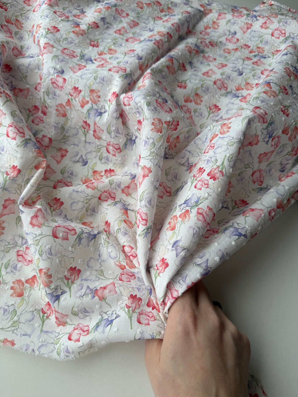 хлопок с мушкой Акварельные цветы