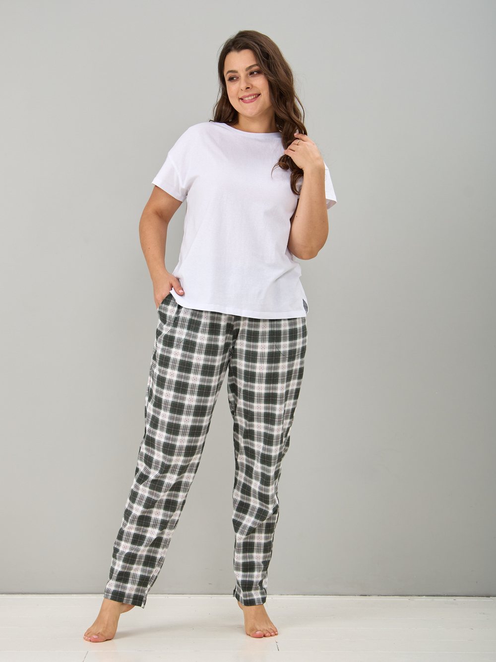 Брюки Б-18/хаки-клетка