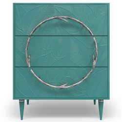 Комод Арт Колор leaves Классик Сильвер с 3 ящиками Пастельно-синий