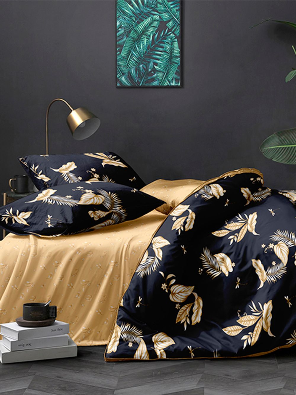 Постельное белье полисатин Simple House "Notturno/Notturno (компаньон)" евро Наволочка 50х70 см 2 шт Простынь на резинке 180x200 см Пододеяльник 200x215 см