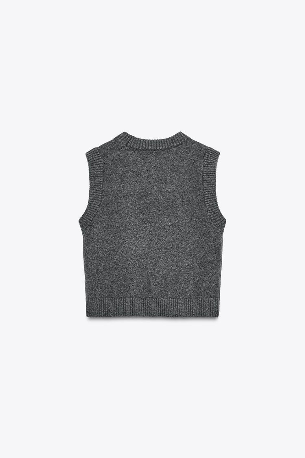 ZARA МЯГКИЙ ТРИКОТАЖНЫЙ ЖИЛЕТ, МЯГКИЙ СЕРЫЙ