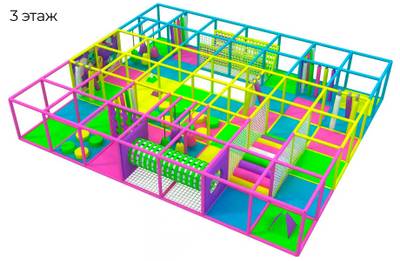 Уличный лабиринт «Звездные приключения» с крышей , 3 этажа. 9,8*8,5*4,8 м