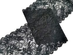 Эластичное кружево, черное, 22 см, (Арт: EK-2767), м