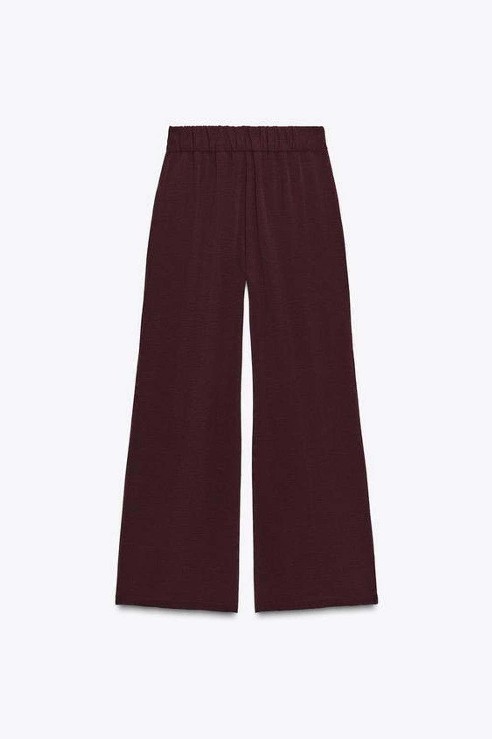 ZARA ШИРОКИЕ БРЮКИ С ДЕКОРАТИВНОЙ СТРОЧКОЙ, БУРГУНДИ