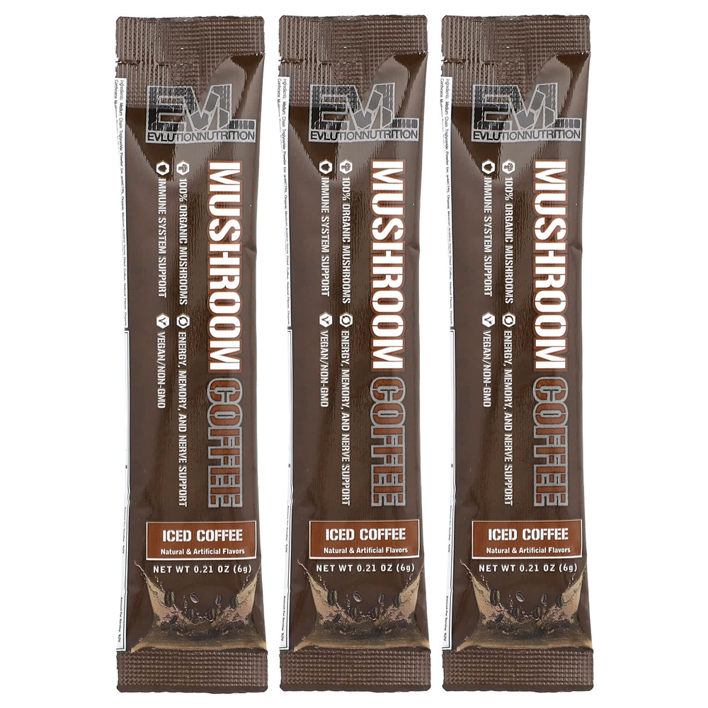 EVLution Nutrition, Mushroom Coffee, холодный кофе, 6 г (0,21 унции)