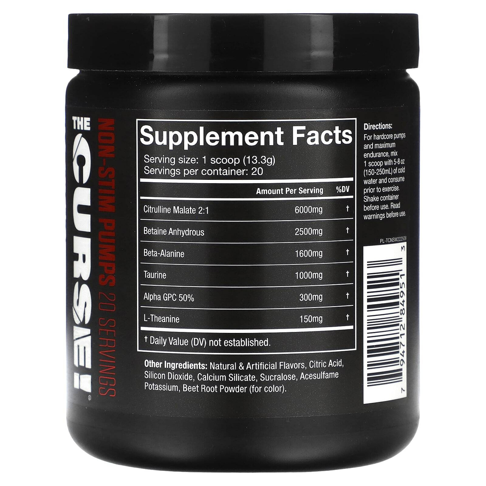 JNX Sports, The Curse, добавка для роста мышц без стимуляторов, со вкусом арбуза, 266 г (9,38 унции)