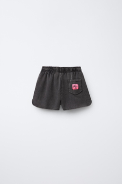 ZARA ШОРТЫ ИЗ МЯГКОЙ ТКАНИ С ЭФФЕКТОМ ПОТЕРТОСТИ «СМАЙЛИК»®, АНТРАЦИТОВО-СЕРЫЙ
