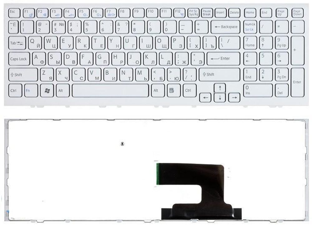 Клавиатура для ноутбука Sony Vaio VPC-EH Series (БЕЛАЯ, с РАМКОЙ)