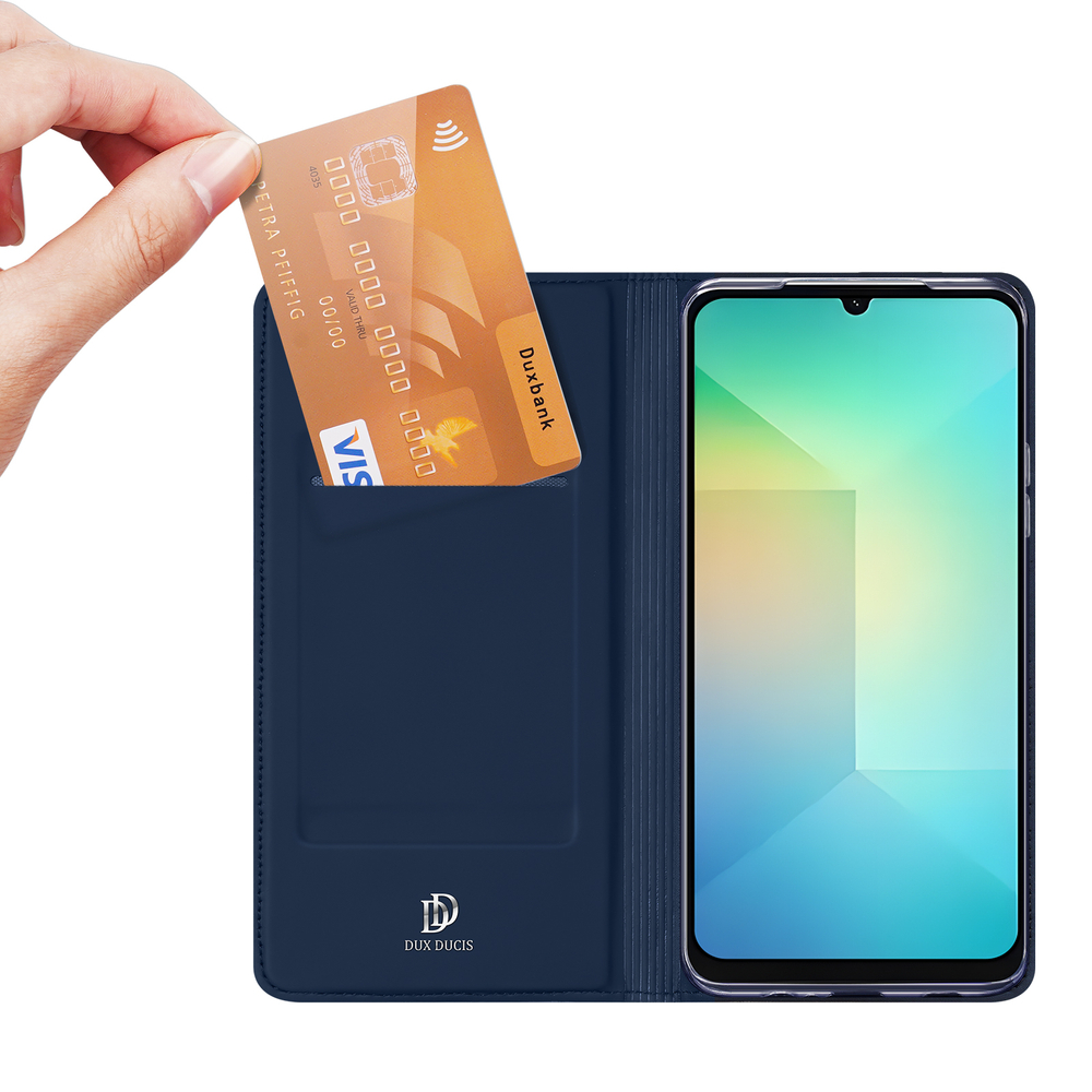 Чехол книжка из PU кожи синего цвета от Dux Ducis для Samsung Galaxy A07 4G, серия Skin Pro Series Case