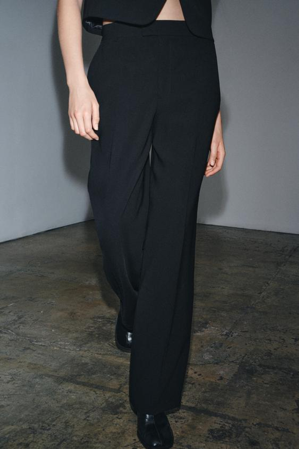 ZARA БРЮКИ ПРЯМОГО КРОЯ — ZW COLLECTION, ЧЕРНЫЙ