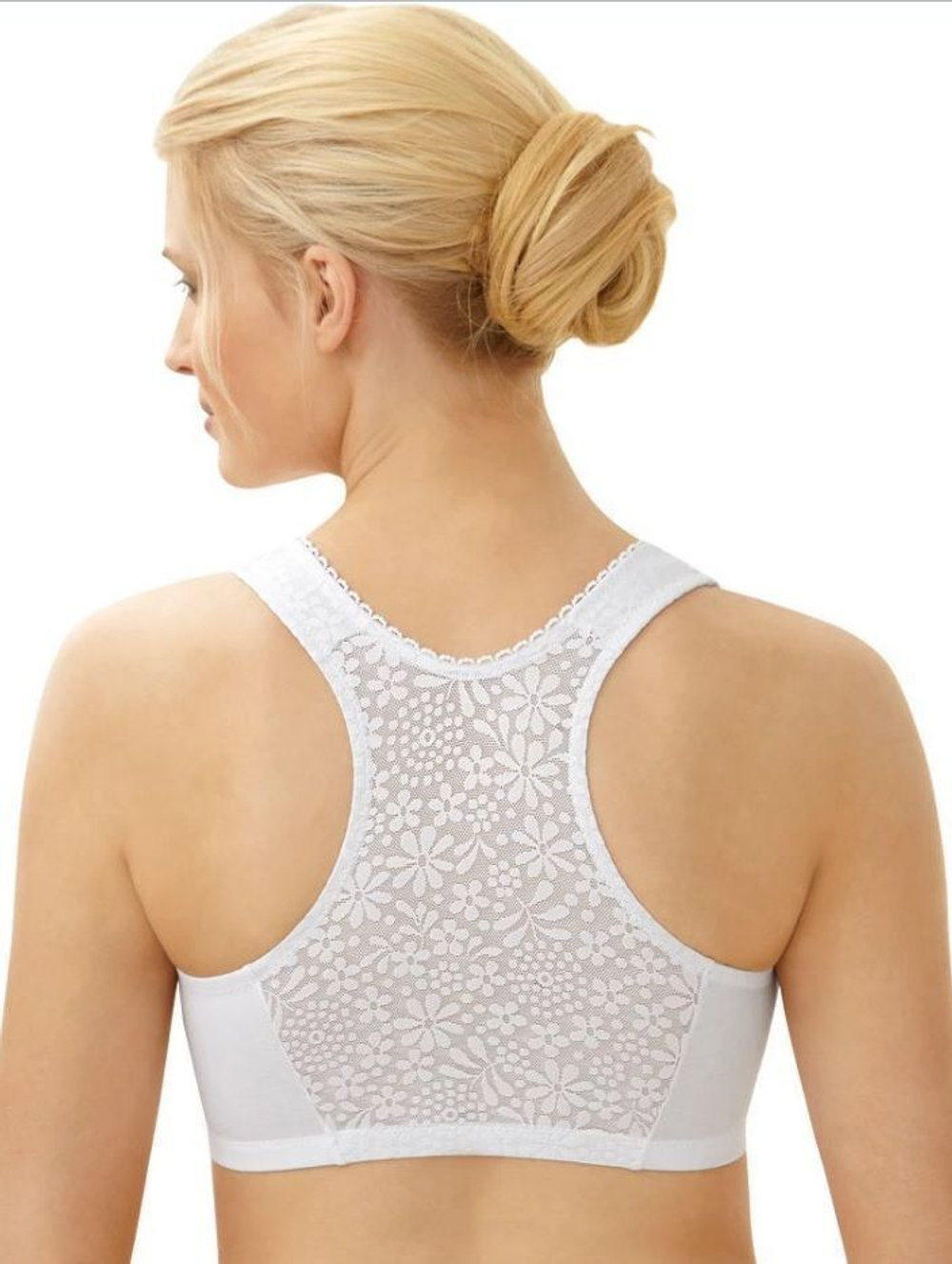 Бюстгальтер с мягкими чашками без каркасов из хлопкового полотна (Размер: 95B-D) (Цвет: белый)