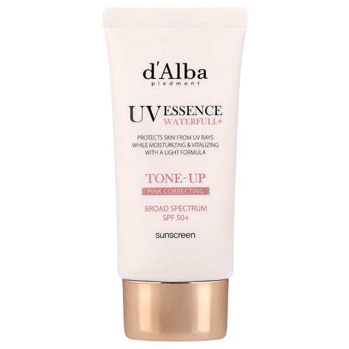 d'Alba, UV Essence Waterfull + Sunscreen, корректирующий розовый тон, SPF 50+, 50 мл (1,69 жидк. Унции)