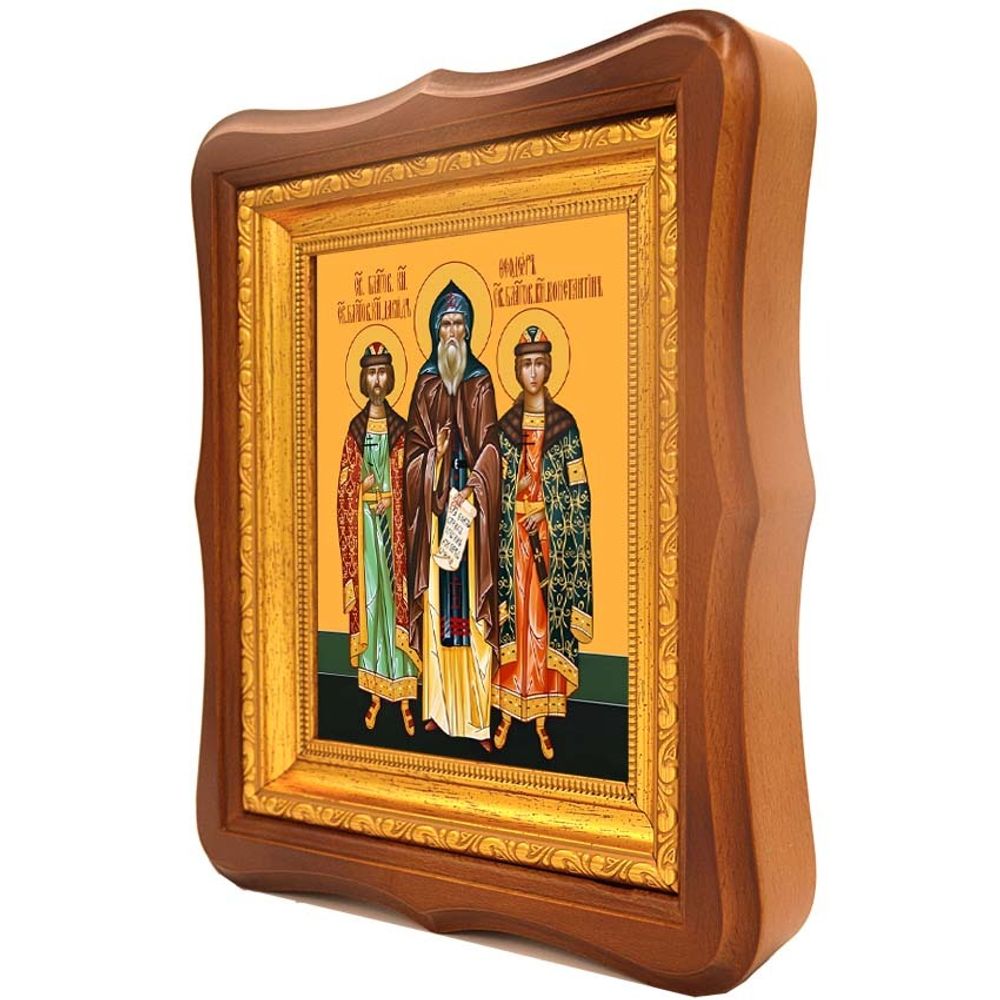 Феодор Смоленский, Ярославский и чада его Давид и Константин, Ярославские чудотворцы благоверные князья. Икона на холсте.