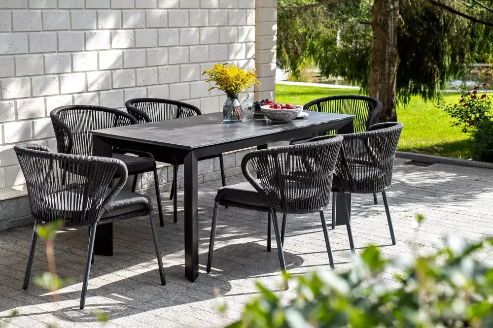 "Венето" обеденный стол из HPL 160х80см, цвет "серый гранит", каркас черный