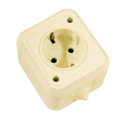 Розетка сетевая полугерметичная без заземления IP44 MAKEL кремовый 18206