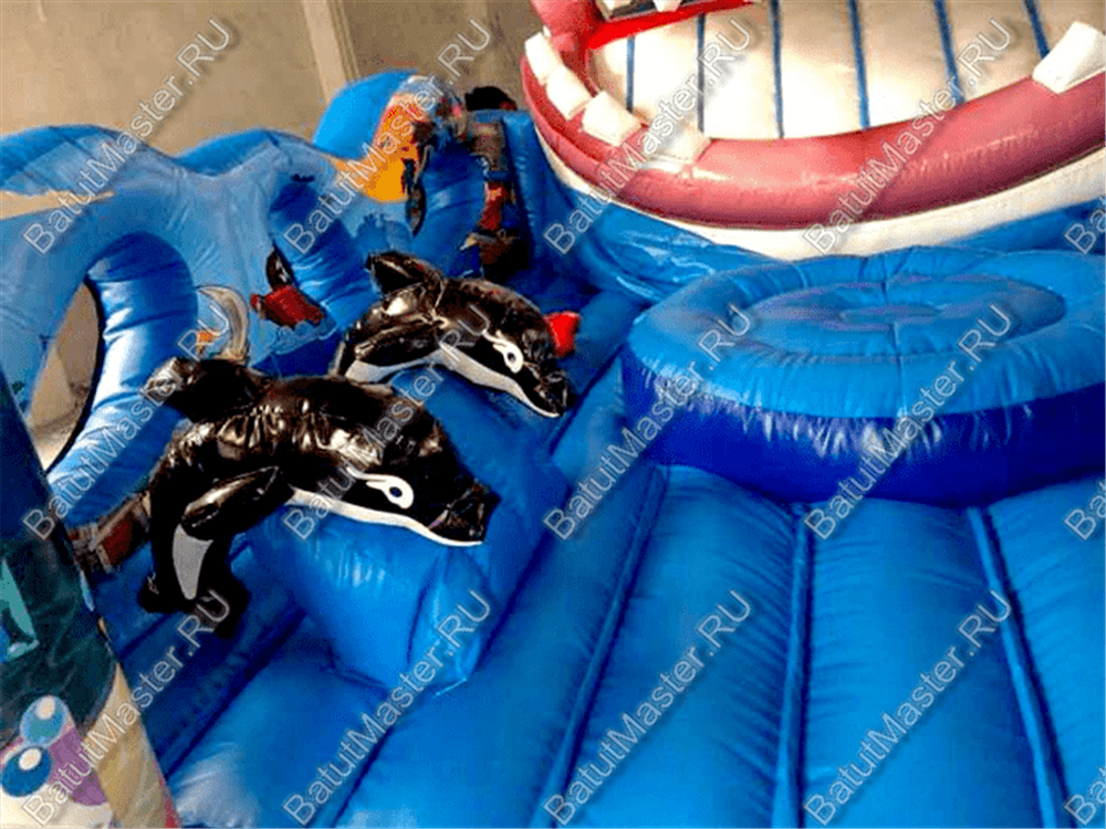 Коммерческий надувной батут "Акула-робот"
