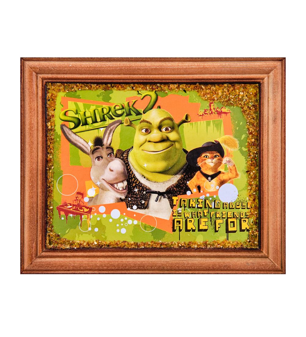 AMB-74/71 Картина «Шрек» (с янтарной крошкой) дер.краш.рамка 12х15