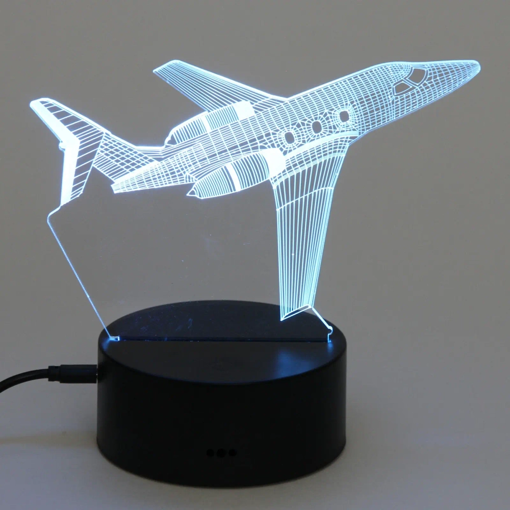 Светильник ночник «3D-Самолёт» на пластиковой подставке, с включателем USB