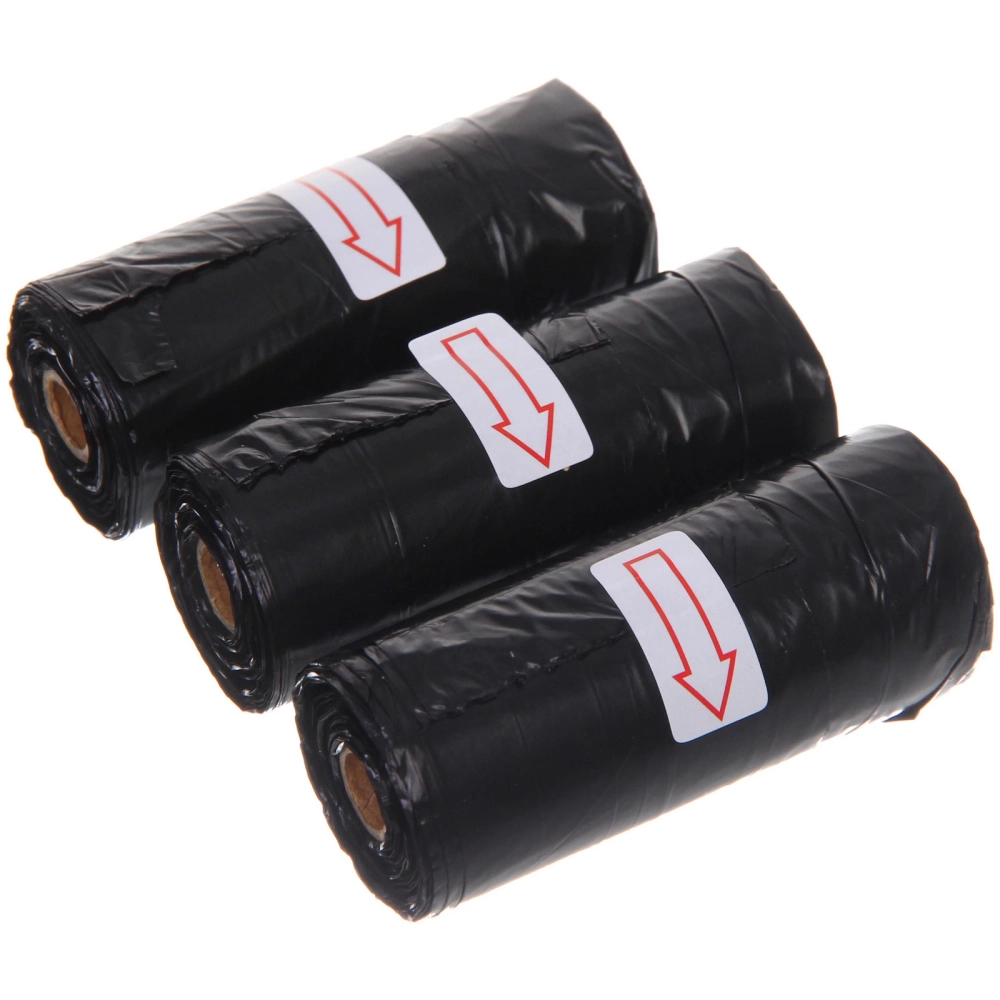 Пакеты с ручками биоразлагаемые для уборки за собакой в наборе 3шт, цвет черный (3*15шт)/12,5*32,5*3,5см