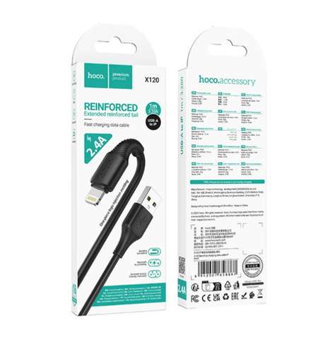 Кабель USB - Lightning HOCO X120 (черный) 1м