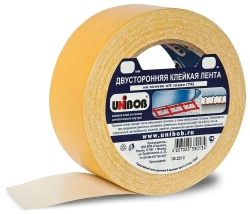 Клейкая лента 25 мм * 25 м Unibob, Двухсторонний скотч на основе полипропилена, 160 мкм