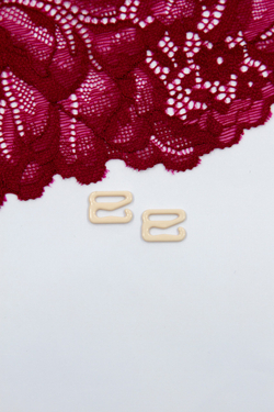 Кольцо, регулятор, крючок для бюстгальтера серебристый пион 1 см