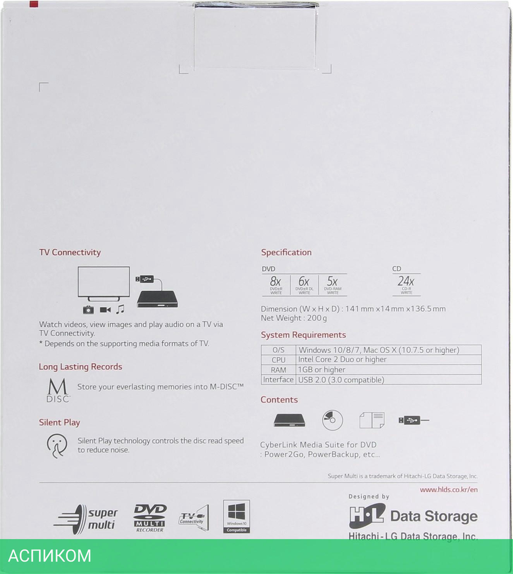 Оптический привод LG GP57EW40 белый