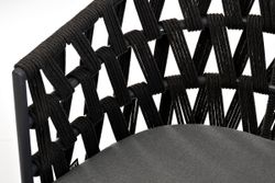 "Диего" стул плетеный из роупа, основание дуб, каркас из стали темно-серый (RAL7024) муар, роуп темно-серый круглый, ткань темно-серая 027