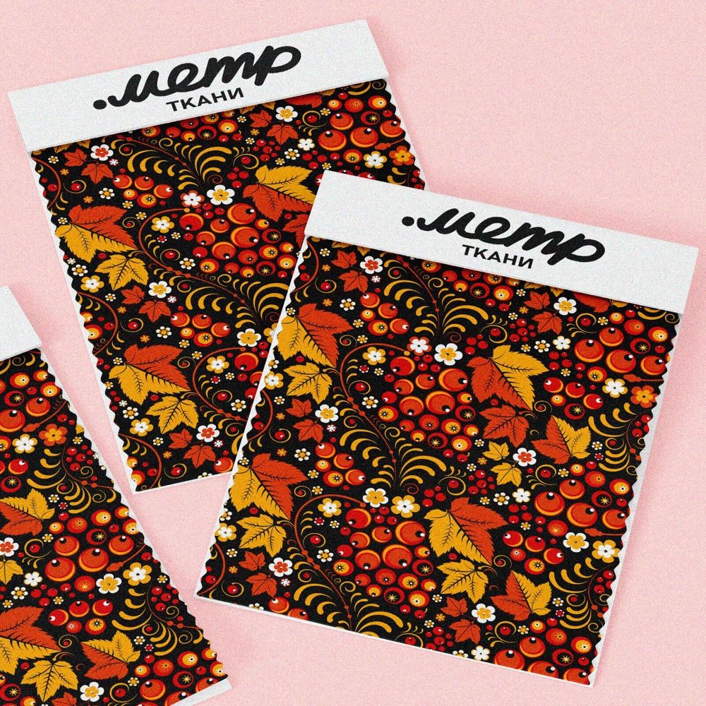 Ткань блэкаут хохломская расцветка
