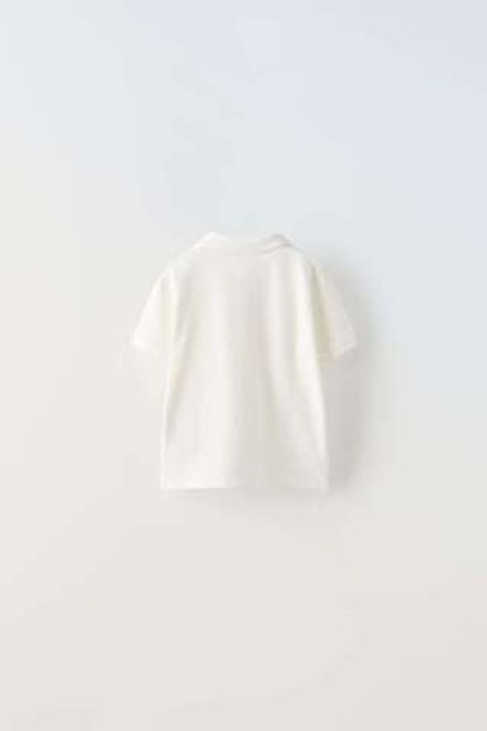 ZARA БАЗОВОЕ ПОЛО ИЗ РЕЛЬЕФНОЙ ТКАНИ, БЕЛЫЙ