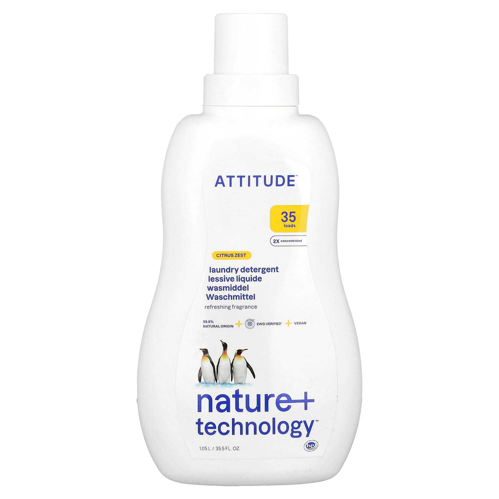 ATTITUDE, моющее средство для стирки, 35 загрузок, с ароматом цитрусовых, 1,05 л (35,5 жидк. унции)