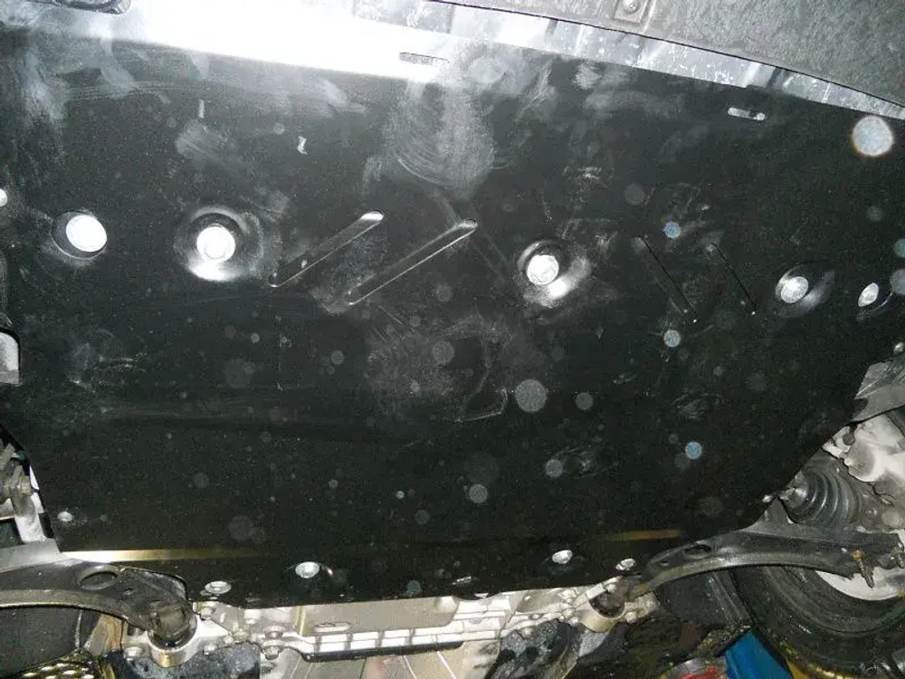Защита картера двигателя, КПП (2 мм, сталь) для Skoda Octavia A5 (FL/Scout) 2008-2013 (V = 1.4; 1.4 TSI; 1.6; 1.8 TSI; 2.0TDi 4x4), Skoda Superb 2008-2016 (V = 1.4; 1.8; 2.0D; 3.6 AT/MT), SEAT Altea Freetrack 2007-2015 (V = 2.0 DSG), SEAT Leon II 2005-2012, Volkswagen Caddy (для а/м без штатного пред пускового подогревателя) 2004-2015 (V = 1.2 TSI; 1.6 MPI), Volkswagen Golf Plus 2004-2014 (V = 1.4; 1.6; 1.8; 2.0), Volkswagen Golf V 2003-2009 (V = 1.6; 1.4TSI; 1.8TSI), Volkswagen Golf VI 2008- Sheriff.02.1988