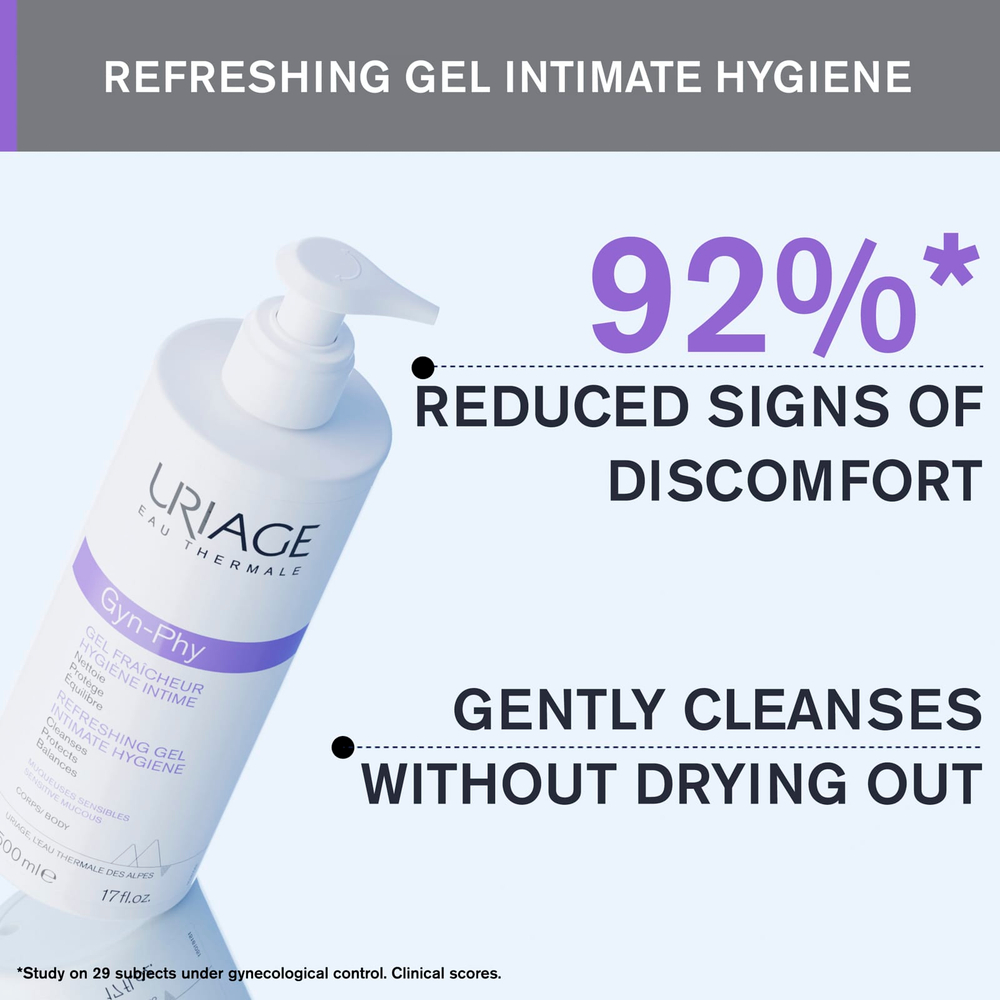 Uriage, Gyn-Phy, освежающий гель для интимной гигиены, 500 мл (17 жидк. унц.)