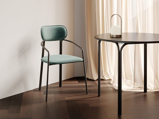 Стул ror, round, велюр, черный/зеленый