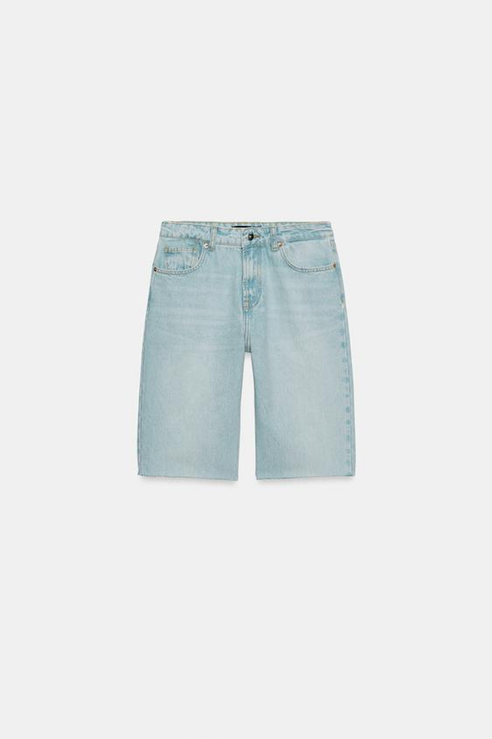 ZARA ДЖИНСОВЫЕ ШОРТЫ Z1975 СО СРЕДНЕЙ ПОСАДКОЙ, ГОЛУБОЙ