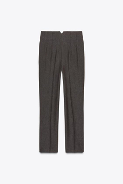 ZARA БРЮКИ С ВЫСОКОЙ ПОСАДКОЙ, КОРИЧНЕВЫЙ МЕЛАНЖ