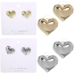 Серьги «ЭЛЛОДИ», сердечко, цвет золото и серебро, 2*2см