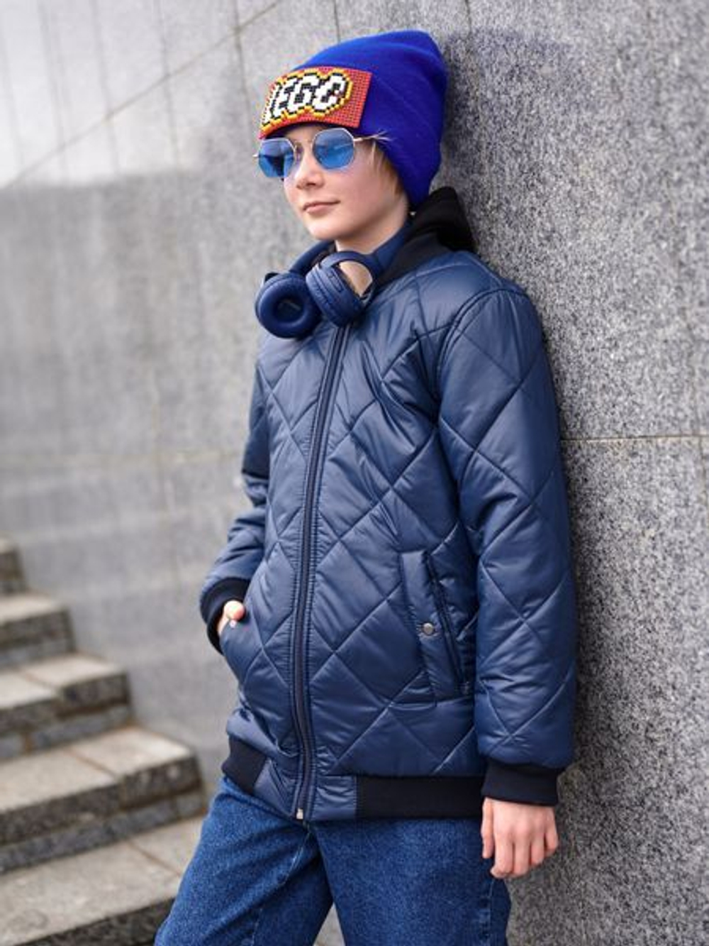 Бомбер демисезонный для мальчика "Тренд" синий