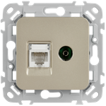 FLITE Розетка 2-местная RJ45/TV категория 5Е UTP РКТВ5е-2-0-ФлШ шампань IEK